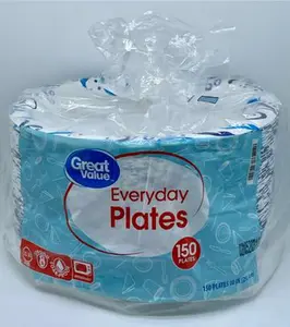 150 Count Great Value Disposable Paper Plates, 10"