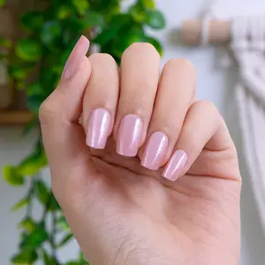 Elegant Soft Pink Shimmer Press-On Nails – Delicate, natural-toned nails with a subtle sparkle and glossy finish, offering timeless beauty and versatility for any occasion. Perfect for everyday wear or special events, easy to apply and remove