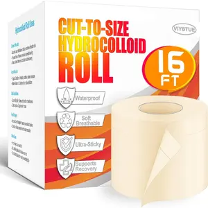 Hydrocolloid Bandages 2in × 16ft – Hydrocolloid Roll, Hydrocolloid Tape & Hydrocolloid Patch for Wound Care, Blister Bandages for Feet & Heels, Waterproof & Cut-to-Size