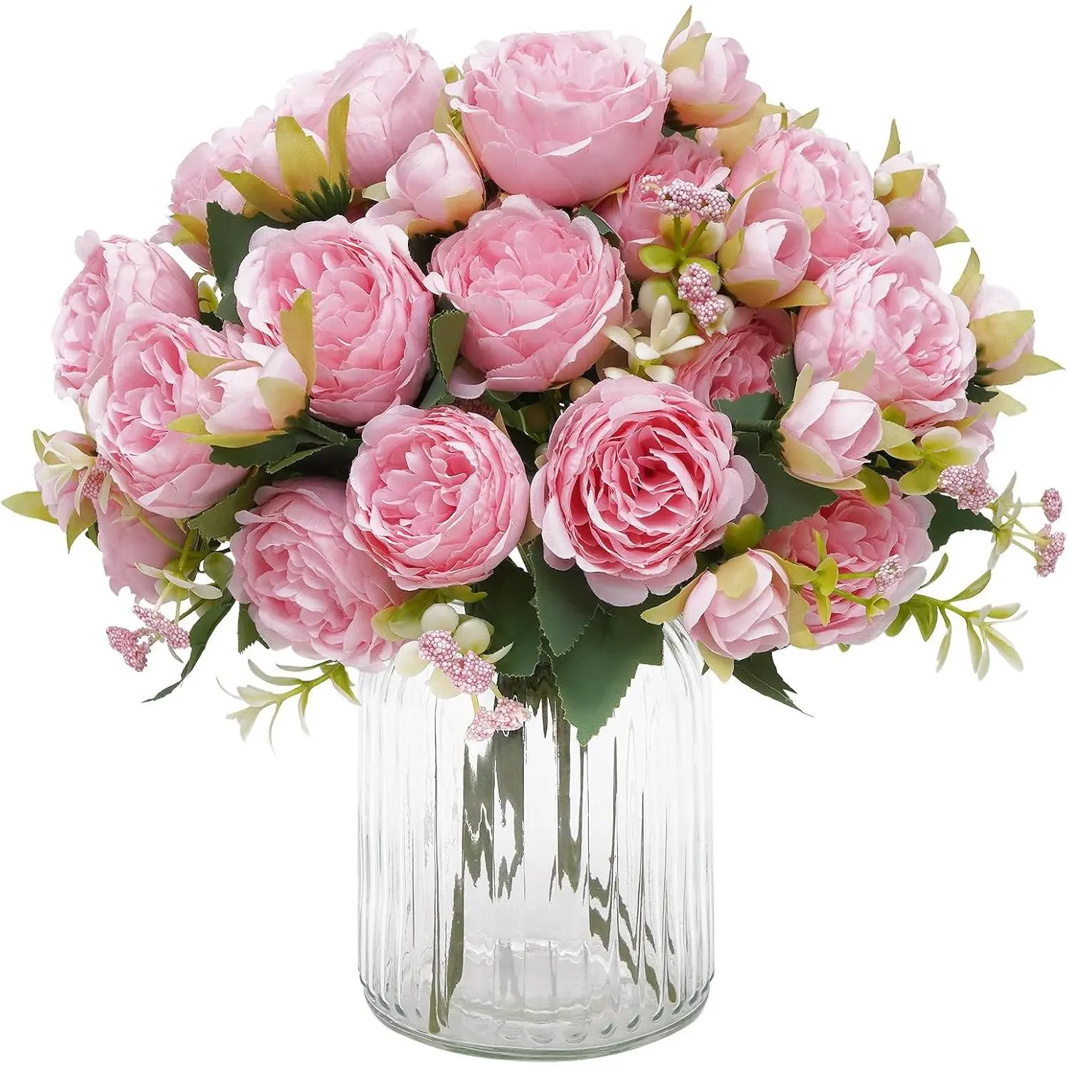 2 Packs Peonies Artificial Flowers, White Artificial Peonies, Silk Peonies Flowers Fake Peonies Artificial Flowers Peonies Bouquet for Centerpiece Table Wedding Party Home Decor Decoration Plastic