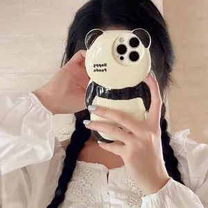 Cute Cartoon Panda Back View Protective Phone Case For iPhone 17 16 15 14 13 12 Pro Max