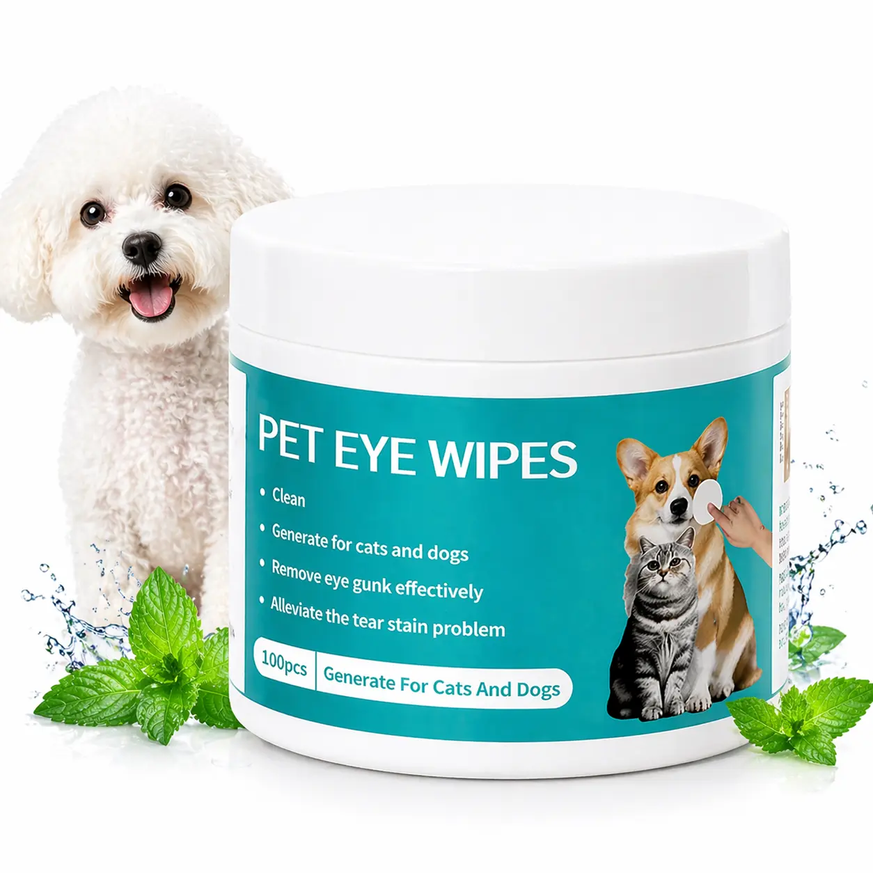 Pet Eye Care Finger Wipes for Dogs & Cats Gentle Tear Stain Cleaning Pads Daily Pet Face Care Soft Disposable Grooming Wipes for Puppy Kitten Eye Area