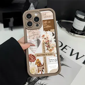 Christian Floral Cross Phone Case Matthew 6:33 Bible Verse Faith Aesthetic Shockproof Protective Cover for iPhone 17 Air 17 Pro 16 Pro 15 Pro Max 14 13 12 11 XR X