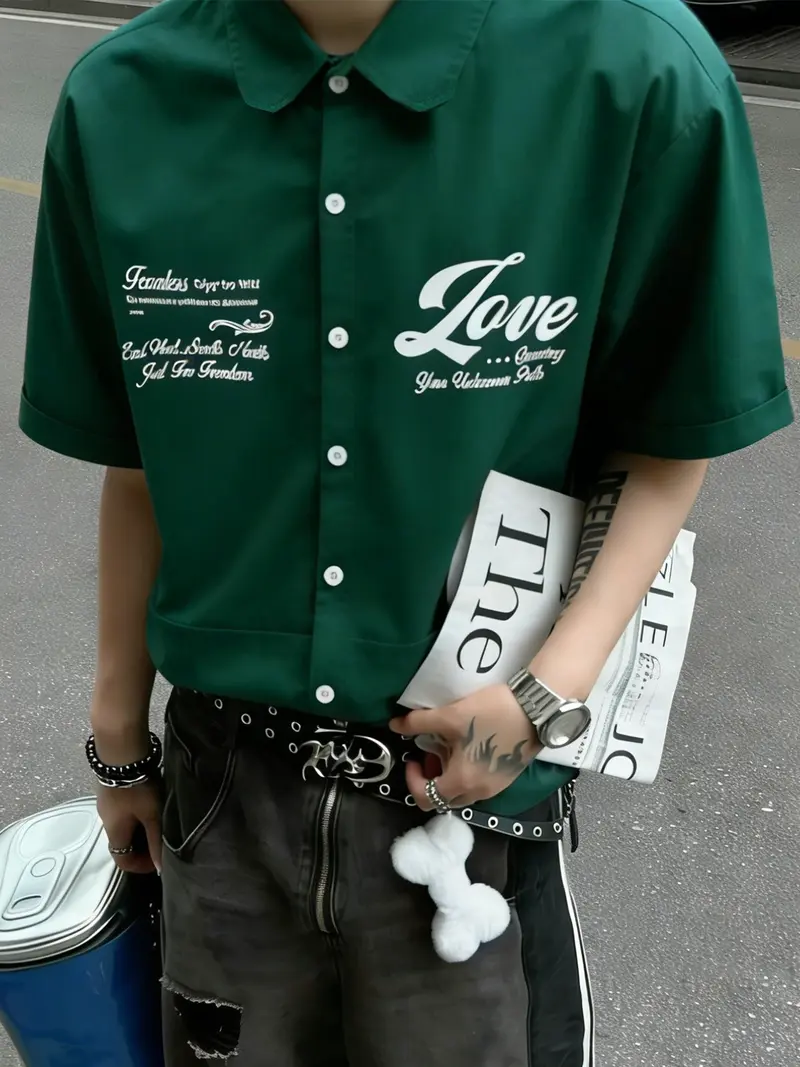 streetwear green shirt outfit men - TikTok Shop