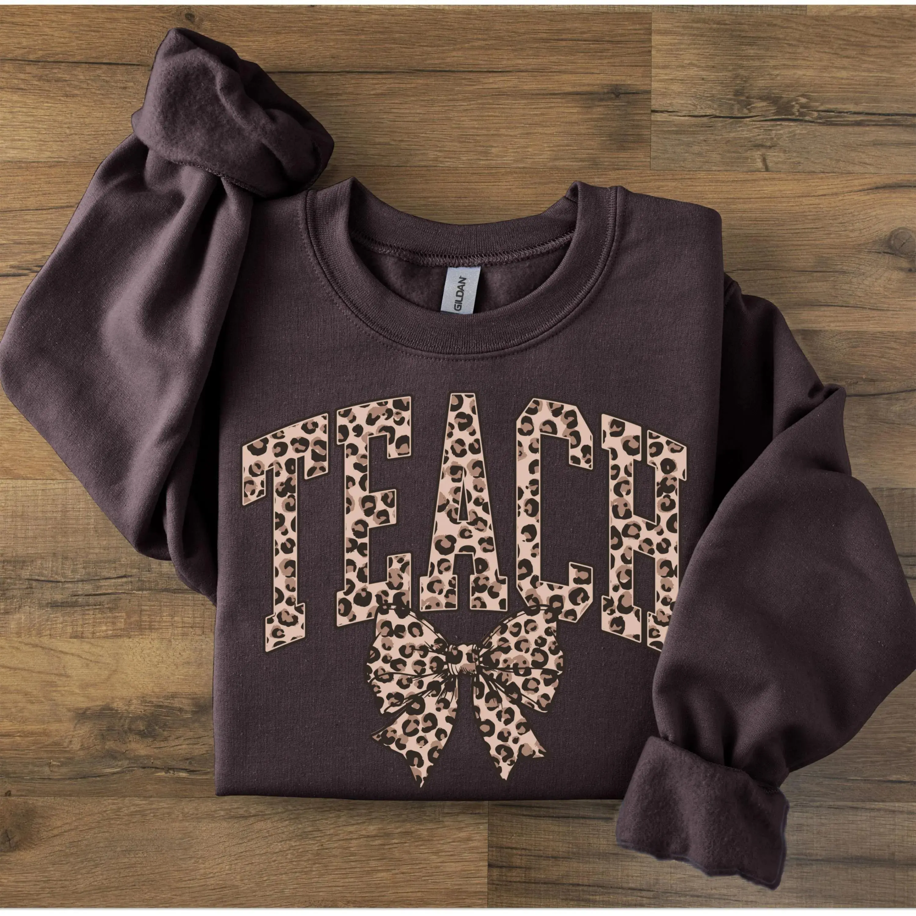 Leopard Teacher Sweatshirt OR T-Shirt, Teach Sweatshirt T-Shirt, Retro Teach Shirt, Teacher Appreciation Gift, Varsity Teacher Sweatshirt, Teacher Gift, Teach