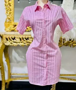 Casual Dress with Stones - Elegant Short Sleeve Top, Perfect for Summer, Tela delgada no trasparente, Cuello de vestir hermoso, Lega ala rodilla o media pierna