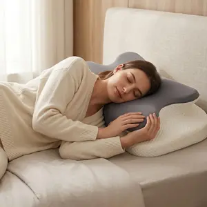 Ergonomic Memory Foam Neck Pillow, Contoured Memory Foam, Ultra-Wide Contour for Side Sleeping, Cool Breathable Summer Pillow, Soft Comfort Support for Home and Travel