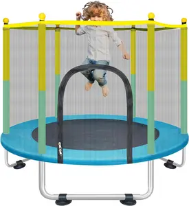 Indoor Trampoline for  Ages 1-8, 55" Small Outdoor  Trampoline with Safety Enclosure Net, No-Gap Safe Design,  Round Jumping Mat, Recreational Trampolines Birthday Gifts for Boys Girls