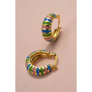 COLORFUL ENAMEL HUGGIE HOOP EARRINGS