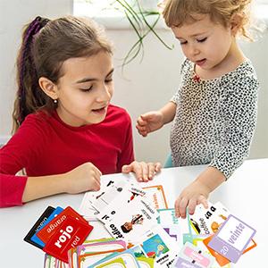 Mother's Day Spanish Flash Cards 100 English to Spanish Verb Conjugation Phrases Adjectives Colors Educational Bilingual Flashcards Learn Español for Kids Adult Beginners Toddlers Grade School Classroom