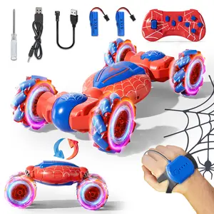 Spider RC Stunt Car, 2.4GHz 4WD Remote Control Gesture Sensor Toy Cars, Double Sided Rotating Off Road Vehicle 360° Flips with Lights Music, Multiple modes of remote control car, Toy Cars for Birthday Halloween Christmas Gift