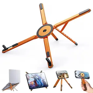 Adjustable Laptop Desk Stand, Foldable Aluminum Alloy Magnetic Base, Ventilated Cooling Riser, Ergonomic Holder for Laptops, Tablets, Phones for Home Office Use Computer Peripherals