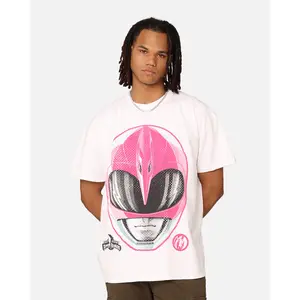 73Studio X Power Rangers Pink Ranger Big Head Heavyweight T-Shirt White