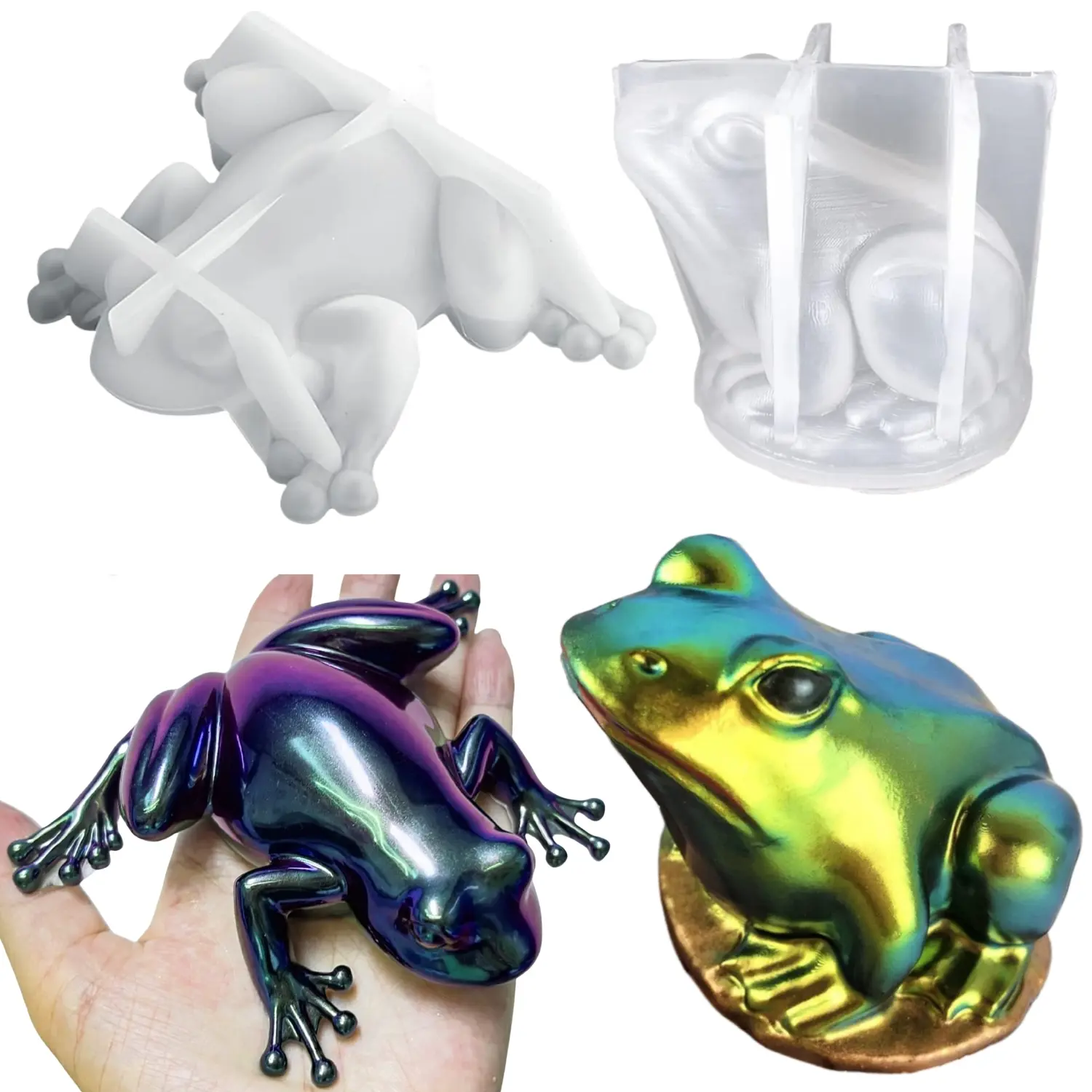 2 Pieces 3D Silicone Art Molds - Frog, Cute Octopus Shapes for Resin Casting, DIY Craft Projects, Crafters, Birthday & Festival Decor, Home Office Desktop Ornaments