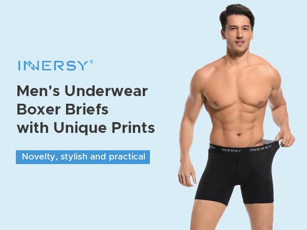 INNERSY Men’s Cotton Printed Boxer Briefs 3-Pack