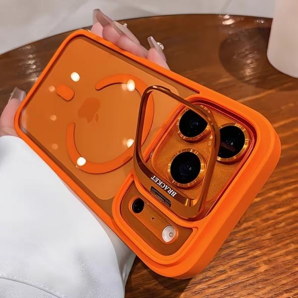 Luxury magnetic iPhone case with stand, full camera coverage drop protection, compatible with iPhone models 12–17, universal for live streaming and car use