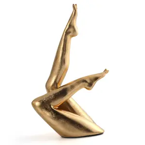 Golden Legs Sculpture Elegant Resin Home Decor Legs Statues Decorative Sculptures Versatile Indoor/Outdoor Ornament, Bedroom, Office Desktop, Cabinets, Perfect