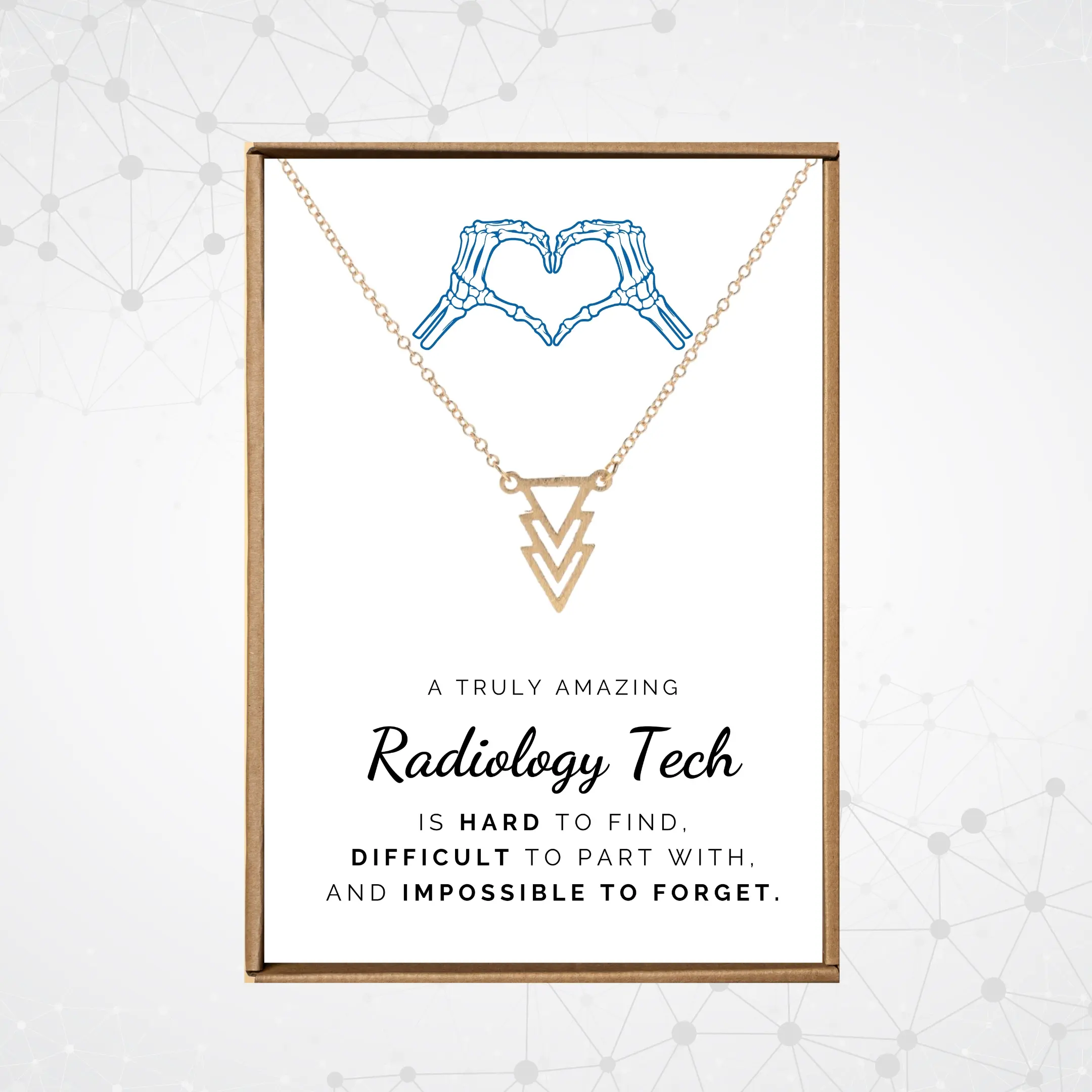 Radiology technologist necklace, Graduation gift, Rad tech week gifts for girls, Gold triangle necklace