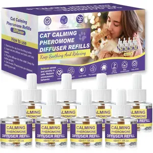 Cat Calming Diffuser Refills 8 Pack Long-Lasting 240-Day Pheromone Refill Soothes Cat Anxiety Stress 48ml/Bottle Compatible with Most Plug-in Diffusers