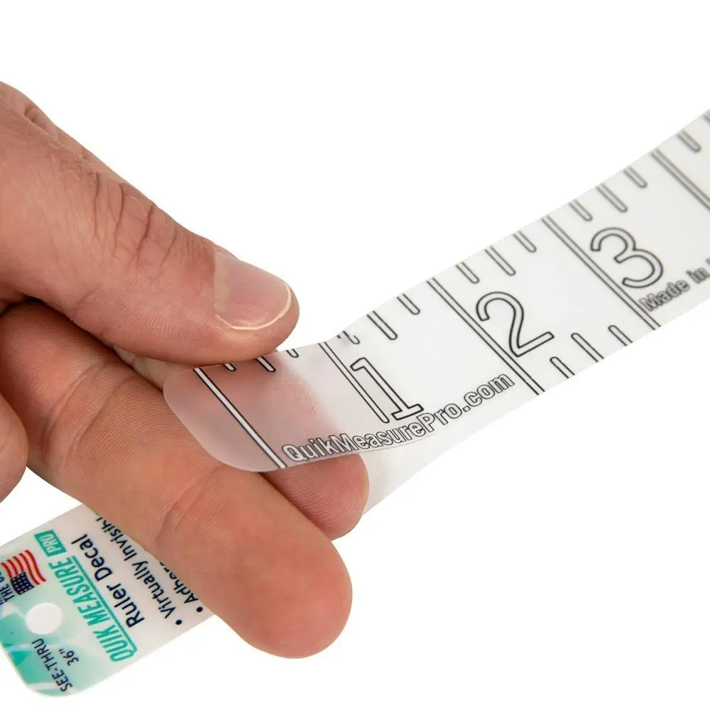 36" Fish Measuring Ruler Sticker | Transparent Waterproof Decal Tape | Made in USA | Large Bold Easy Read Markings | Compatible For Boat, Kayak, Net, Cooler, Table | Marine Grade Adhesive | Easy Install