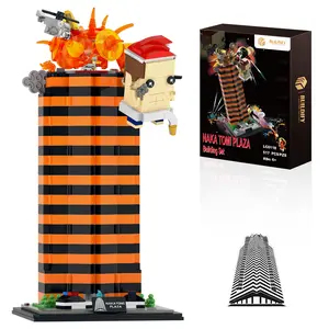 BUILDIFY Naka Tami Plaza Building Set with Lights 517 PCS Collectible Desktop Decor Model Recreates Dramatic Skyscraper Rooftop Explosion Scene for Movie Fans Adults & Kids 8+