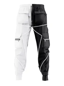 Foreign Trade Men's Spring Autumn Casual Pants, Korean Style Straight Fit Cargo Pants, High Waist Reflective Pants
