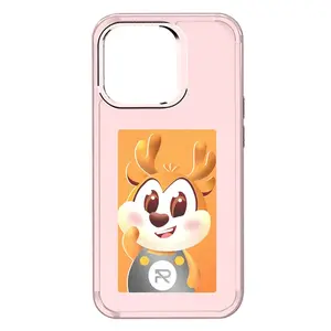 Apple NFC Smart Screen Phone Case with Cute Reindeer Design e-ink Screen Compatible with 13-14 Pro Max Series DIY Customizable iPhone Cover iphone screen protector,Chirstmas New Year gift
