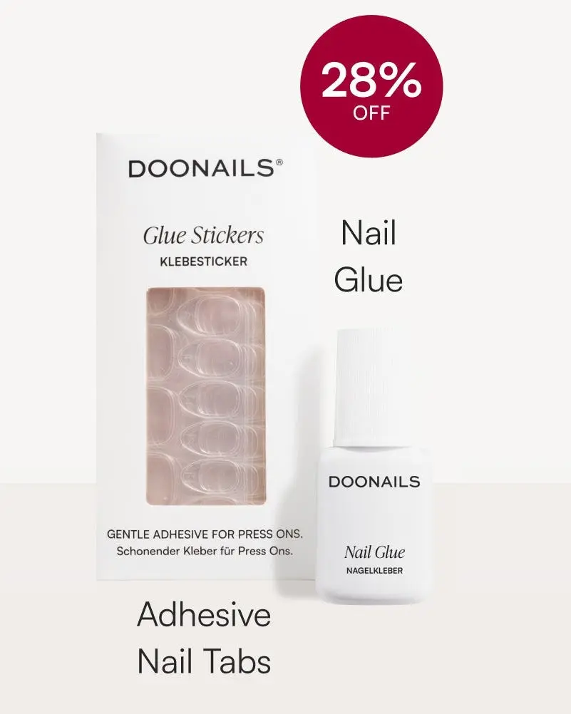 DOONAILS Press-On Nail Glue and Adhesive Tabs Bundle - Fast-Drying Brush-On Glue (0.25 fl oz, Long-Lasting 14-Day Wear) + 180 Tabs (15 Sizes, 5-7 Day Wear) for Nail Care & Art Decoration