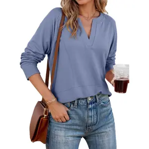 Dokotoo Women Tops Long Sleeve V Neck Shirts 2026 Fall Fashion Dressy Casual Business Tunic Blouses