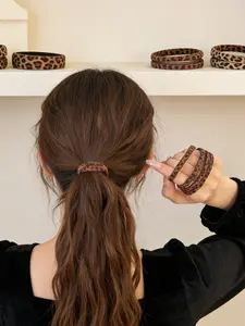 20-Pack Leopard Pattern Hair Ties for Women, High Elasticity Durable Rubber Bands, Casual All-Season Headwear Accessories