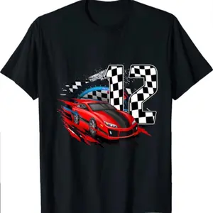 I Am 12 Years Old Racing Car Toddler Crew 12th Birthday Race T-shirt