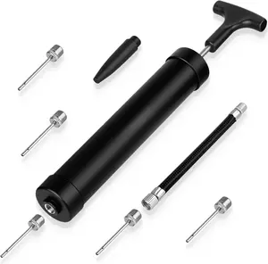 10 Inch Ball Pump Kit, Basketball Pump, Portable Air Pump with 5 Needles, 1 Nozzle & Extension Hose for Soccer Football Volleyball Water Polo Rugby Exercise Sports Ball