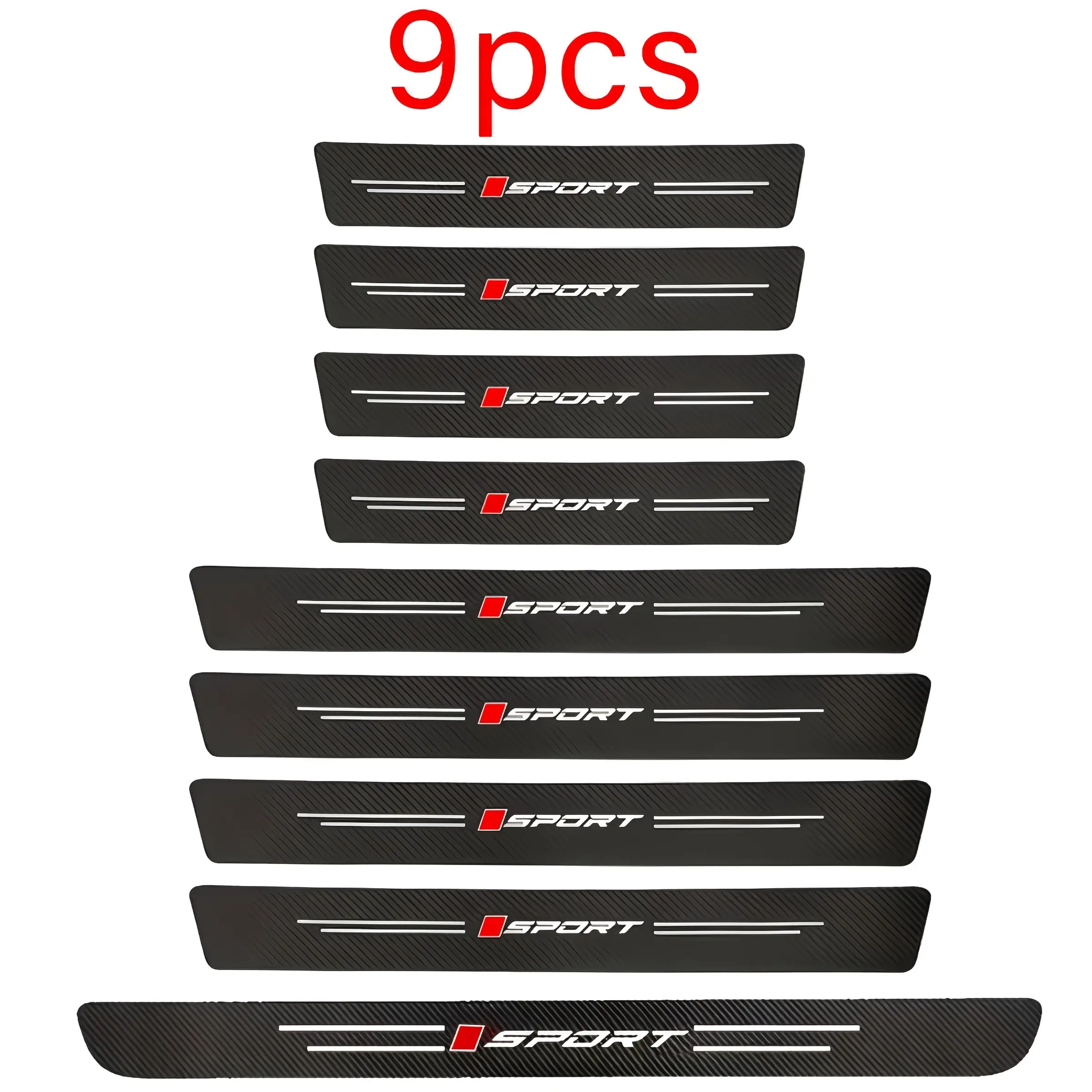 9pcs Carbon Fiber Texture Car Door Sill Protectors Durable, Anti-Scratch Car Accessories, Automotive Vehicle Accessory, Car Door Trim Sticker, Easy Installation, Long-Lasting Protection, Car Decals, Automobile Decals