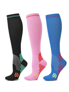 3Pairs Compression Socks for Women & Men, Knee High Sports Running Athletic Socks, Breathable Cushioned Support Stockings outdoorfun