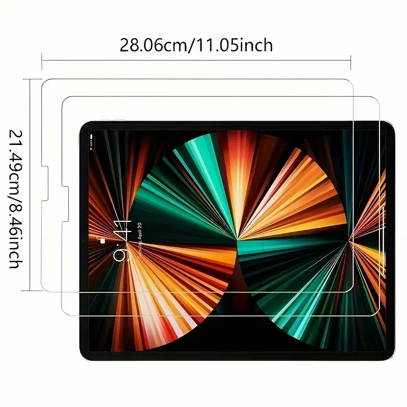 2PCS Tempered Glass Protective Screen Protector for iPad Pro 12.9 Inch (6th/5th/4th/3rd Generation), 9H Hardness, Smooth Surface, Anti-Scratch, Compatible with Phone Case, Supports Face ID, Tablet Screen Protectors
