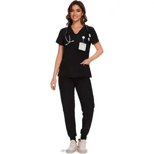 Scrubs for Women - V-Neck Top & Cargo Pants Scrubs Set with 10 PocketsFFMotionModeDD16MunchMingle