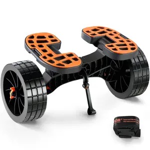 【FathersDayGift】 VEVOR Heavy Duty Kayak Cart, 320lbs Load Capacity, Detachable Canoe Trolley Cart with 10'' Solid Tires, Adjustable Brackets & Nonslip Support Foot, for Kayaks Canoes Paddleboards Float Mats Jon Boats