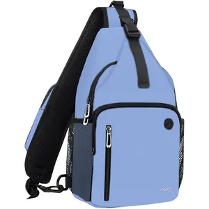 MOSISO Sling Backpack Bag, Crossbody Shoulder Bag Travel Hiking Daypack Chest Bag with Front Square Pocket&USB Charging Port