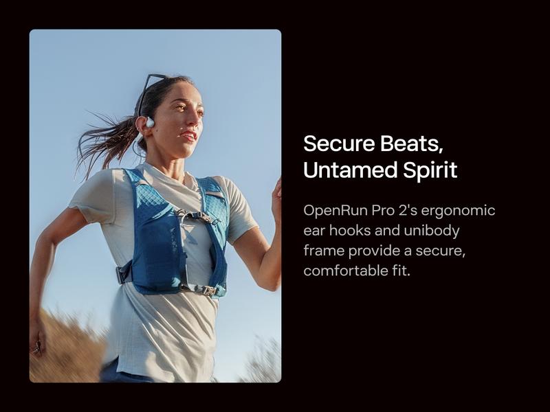 SHOKZ OpenRun Pro 2 - Open-Ear, Bone Conduction Sport Headphones - Sweat Resistant, Workout Headphones with Deep Bass and Smart Mic