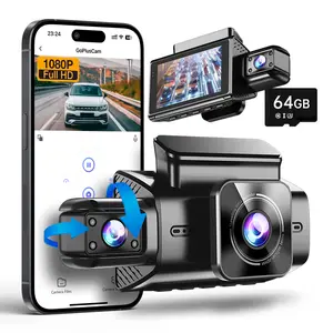Dual Dash Cam 64GB SD Card 1080P+720P, Dash Cam Front and Inside, Built-in WiFi, Night Vision, Dash Camera for Cars,APP Control, G-Sensor, Perfect for Uber and Taxi Drivers, Accident Record
