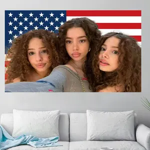 Sunday and Eliana Kalogeras sisters Triplets Tapestry  3x5FT Funny Posters Flag Room Aesthetic Canvas Wall Art Prints