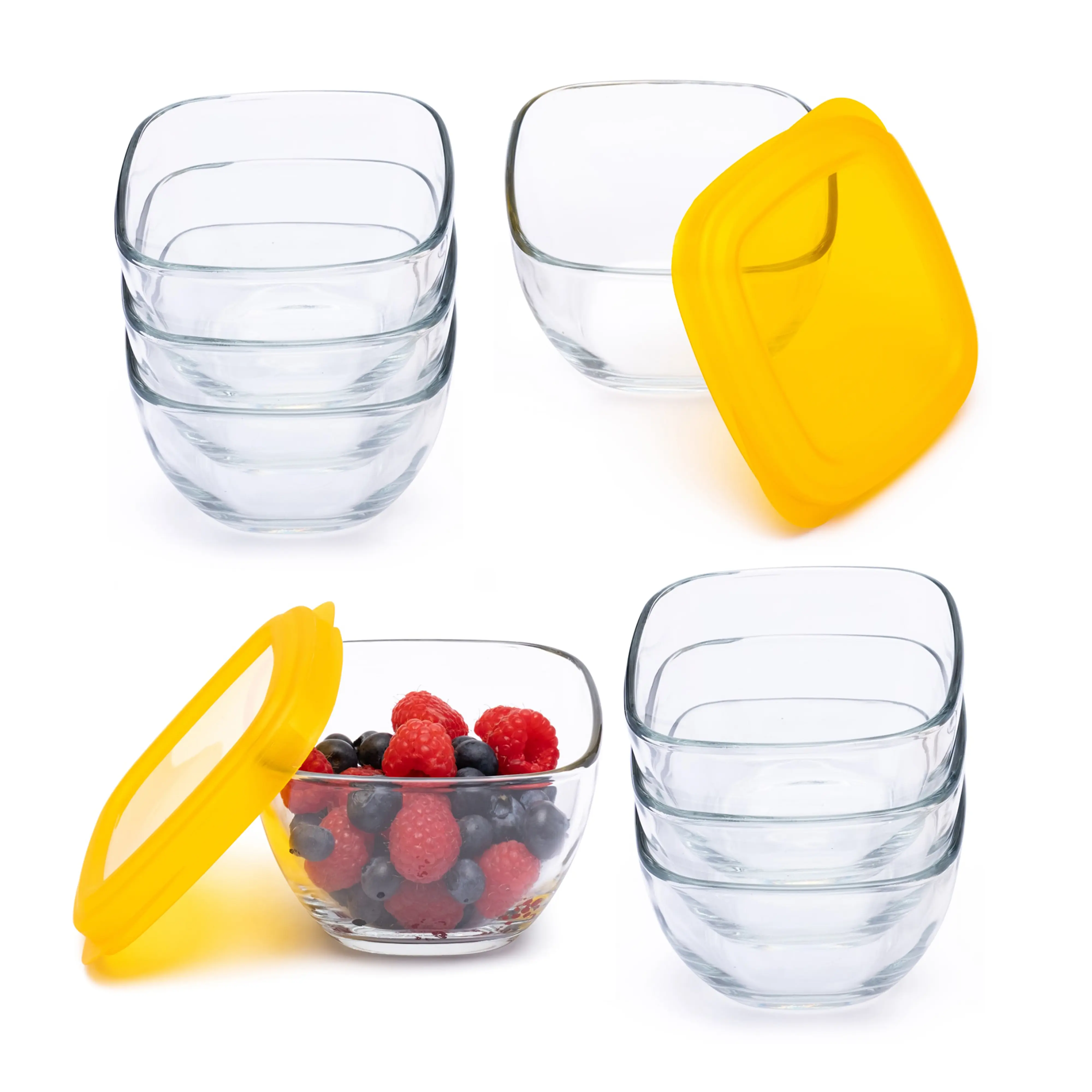 Libbey Serve It Glass Storage Bowls Set of 16 Stackable 2 Cup Food Storage Containers with Sung Fit Lids, Glass Bowls Set for Snacks, Leftover or Meal Prep