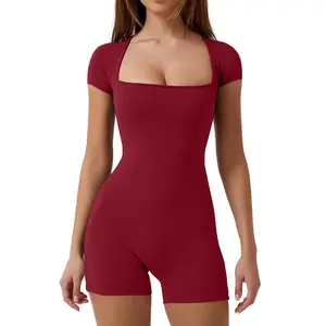 Spring and summer new short-sleeved one-piece yoga clothes casual sports onesie waist shapewear Sculpted Impact Set waist trainer women workout set packs