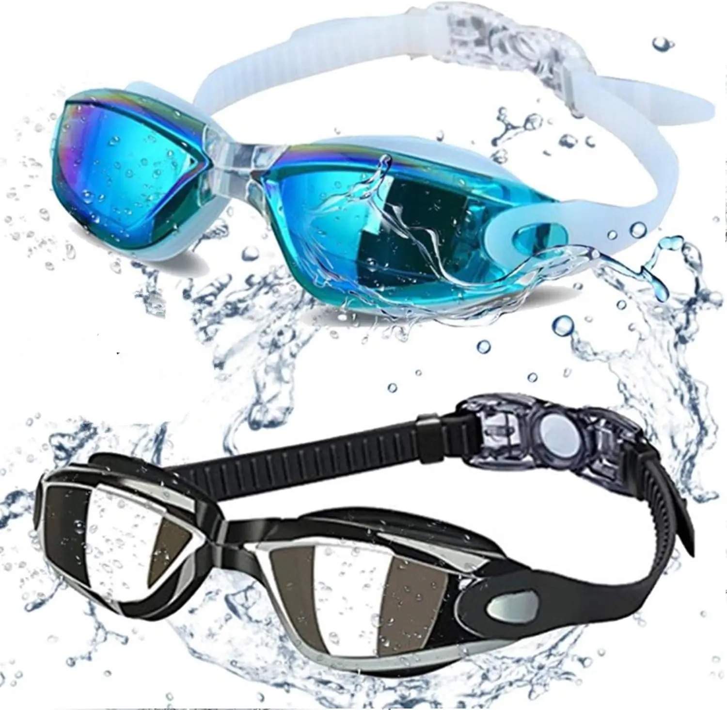 Professional Swim Goggles 2 Pack for Adults & Kids, Wide-View Lenses with Anti-Fog & UV Protection, Leak-Proof Design for Pool/Beach, Goggles For Swimming, Swimming Goggles