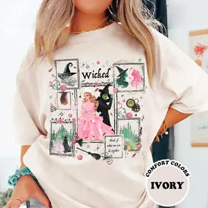 Comfort Colors - Retro Wicked Wizard Of Oz Graphic Tee, Changed For Good Wicked Movie Witch Pink And Green Glinda Elphaba Unisex T-Shirt - Perfect Gift for Fans