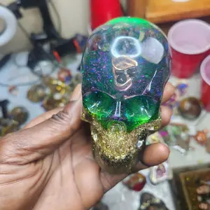 Large Orgone InnerG Skull Self Shadow Work Emf Protection and Grounding with shungite