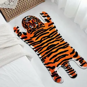 1 Piece Chibi Tiger Faux Cashmere Rug - Soft & Anti-Slip Design, Perfect for Pet Lovers, Suitable for Kitchen, Living Room, Study & More, Multiple Sizes Available, Fluffy Bedroom Rug