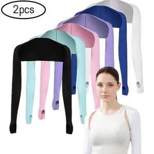 2 pcs shawl arm sleeves with finger holes, thin, comfortable and breathable arm sleeves, women's summer protective and cool scarves, suitable for golf driving, cycling, fishing, running, Outdoor arm sleeve