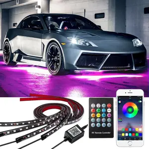 4PCS Car Underglow Lights, 16 Million Color RGB APP Controlled Neon Light Strip, Waterproof Exterior Car Lights with Music Sync, DC 12V for Cars, Trucks, SUVs