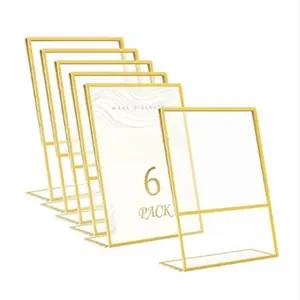 6pcs Acrylic Display Sign Holder, Border, Vertical Stand, Wedding Table Number, Photo Frame, Menu Rack, Home Decor